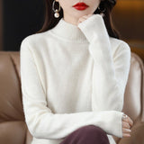 Maglione da donna in maglia fine con collo a lupetto - Pullover a maniche lunghe con bordi a coste per vestirsi a strati ogni giorno