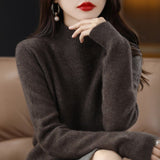 Maglione da donna in maglia fine con collo a lupetto - Pullover a maniche lunghe con bordi a coste per vestirsi a strati ogni giorno