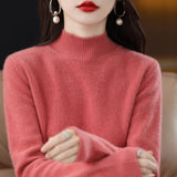 Maglione da donna in maglia fine con collo a lupetto - Pullover a maniche lunghe con bordi a coste per vestirsi a strati ogni giorno