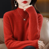 Maglione da donna in maglia fine con collo a lupetto - Pullover a maniche lunghe con bordi a coste per vestirsi a strati ogni giorno