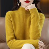 Maglione da donna in maglia fine con collo a lupetto - Pullover a maniche lunghe con bordi a coste per vestirsi a strati ogni giorno