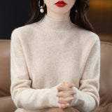 Maglione da donna in maglia fine con collo a lupetto - Pullover a maniche lunghe con bordi a coste per vestirsi a strati ogni giorno