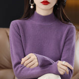 Maglione da donna in maglia fine con collo a lupetto - Pullover a maniche lunghe con bordi a coste per vestirsi a strati ogni giorno