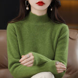 Maglione da donna in maglia fine con collo a lupetto - Pullover a maniche lunghe con bordi a coste per vestirsi a strati ogni giorno