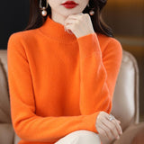 Maglione da donna in maglia fine con collo a lupetto - Pullover a maniche lunghe con bordi a coste per vestirsi a strati ogni giorno