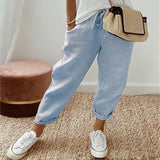 Pantaloni classici da donna in lino leggero e aderente