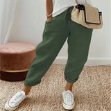 Pantaloni classici da donna in lino leggero e aderente