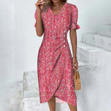 Abito midi da donna con bottoni – stile casual chic estivo