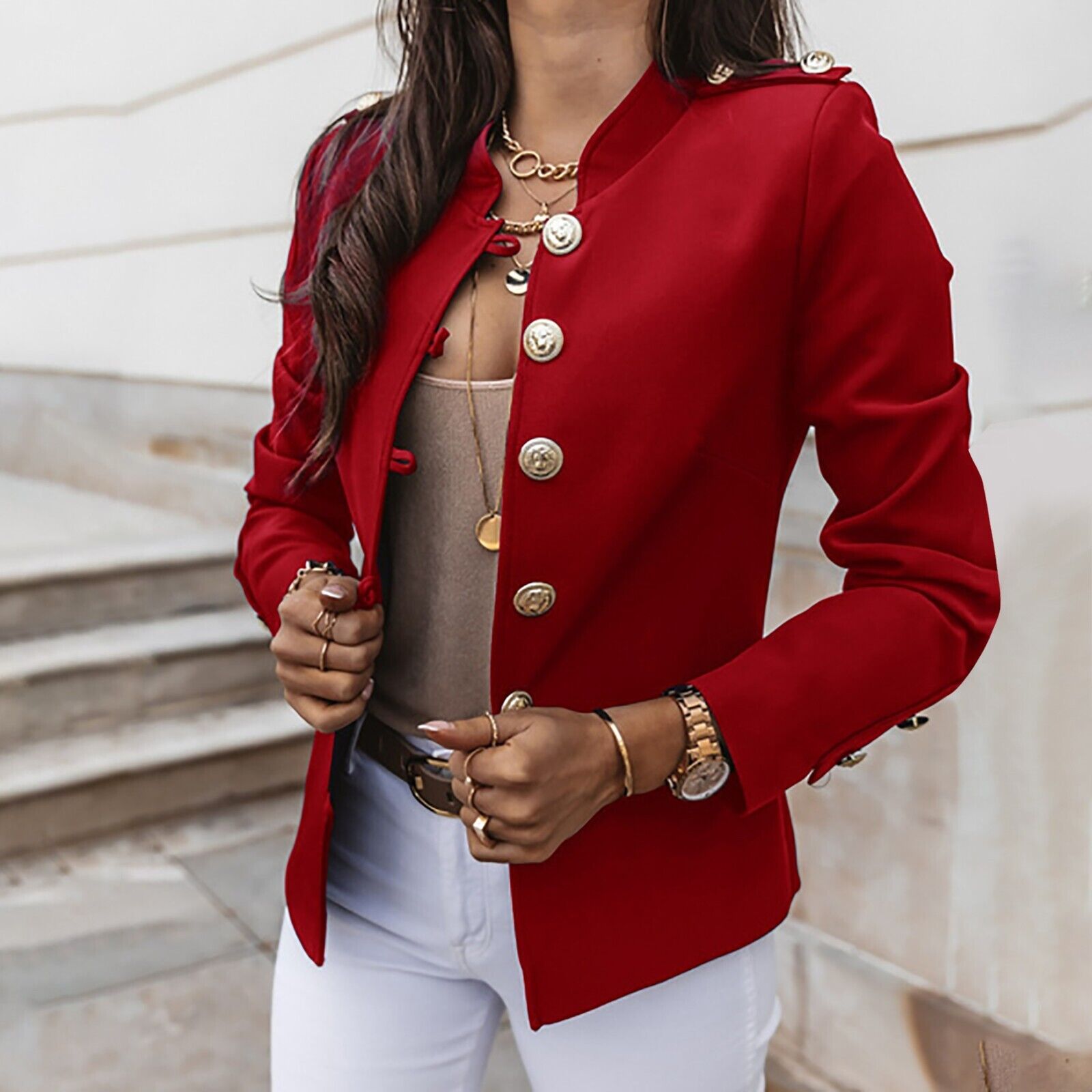 Donna - Giacca con bottoni - Stile casual