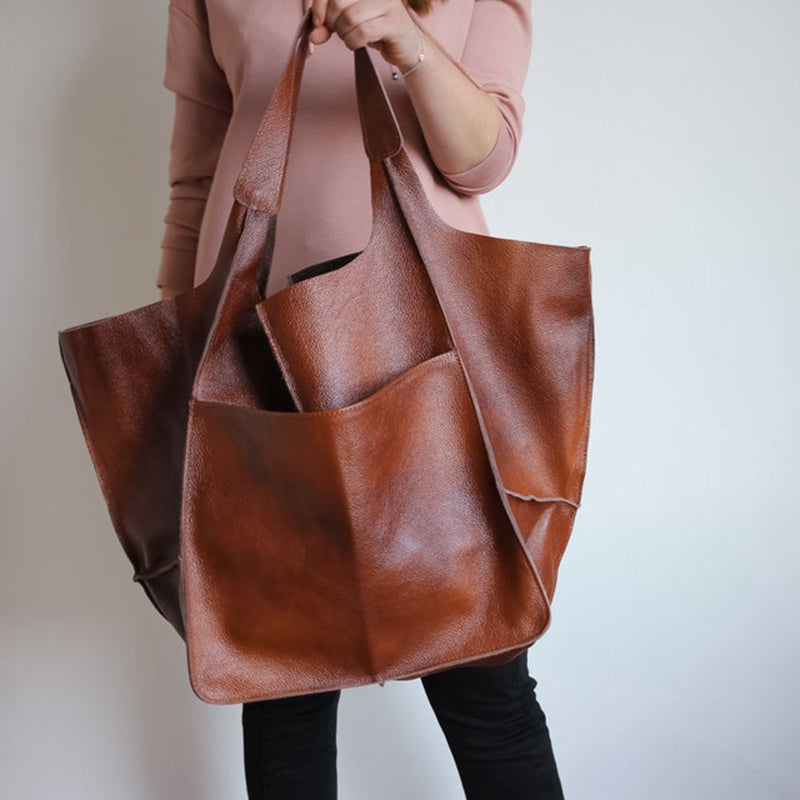 Borsa da Donna Premium Oversize in Pelle Vintage - Spaziosa