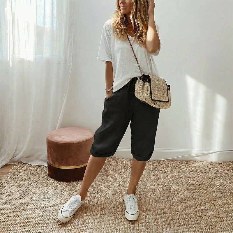 Irene™ | Capri in lino-cotone con vita elastica