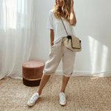Irene™ | Capri in lino-cotone con vita elastica