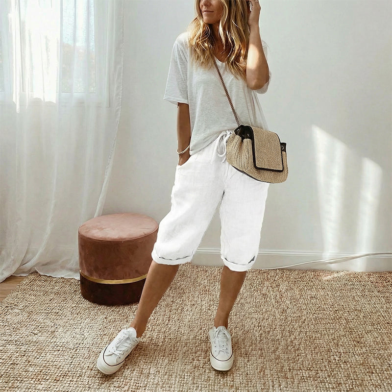 Irene™ | Capri in lino-cotone con vita elastica