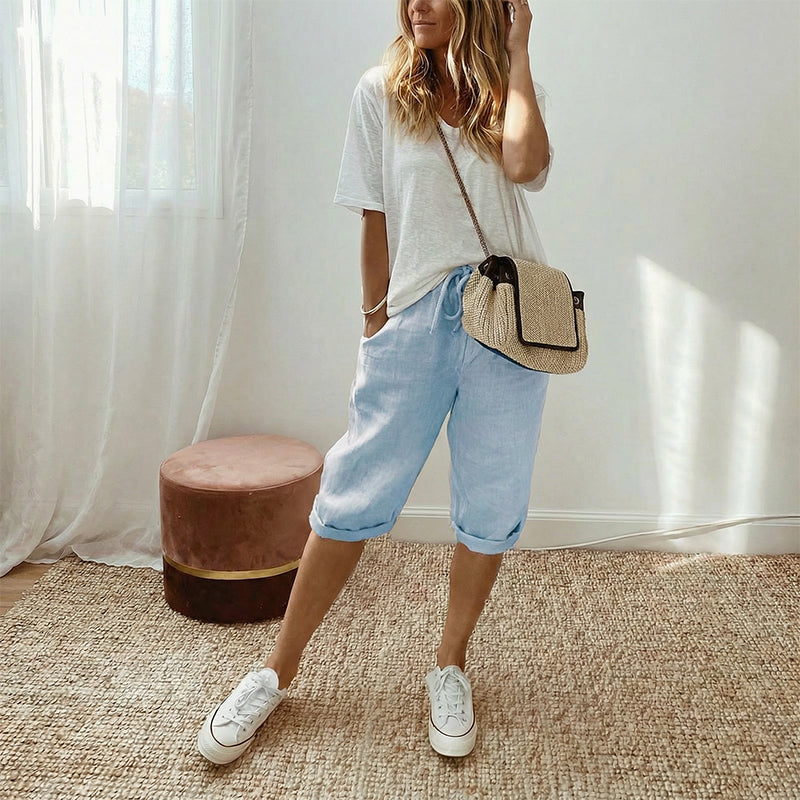 Irene™ | Capri in lino-cotone con vita elastica