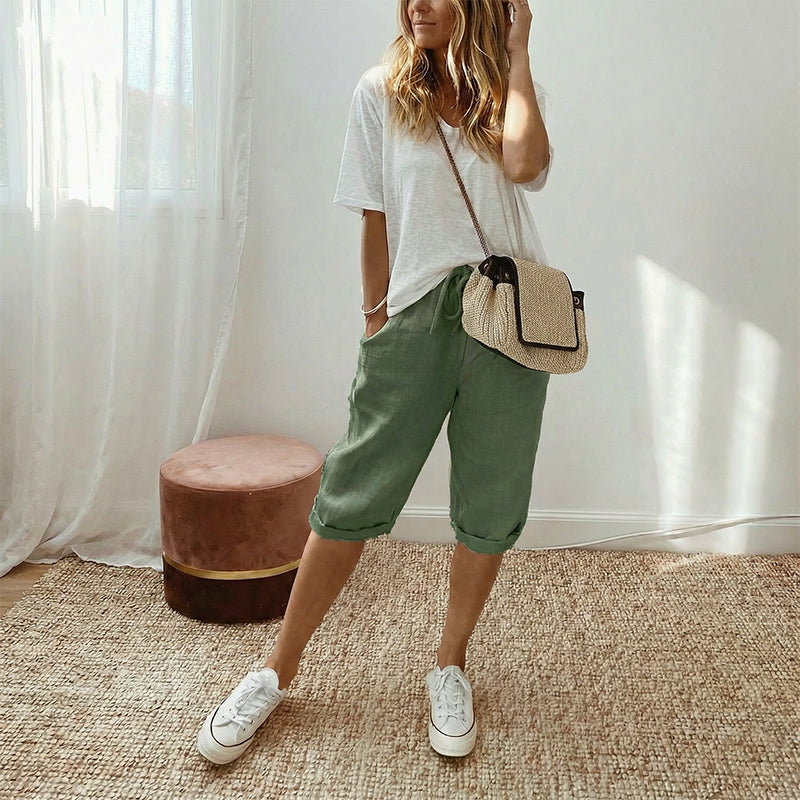 Irene™ | Capri in lino-cotone con vita elastica