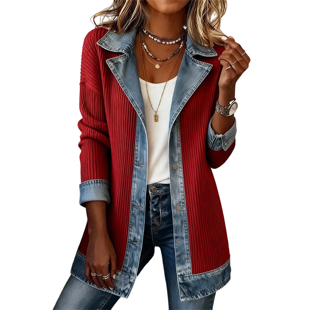 Carlotta™ | Cardigan in maglia con inserti denim