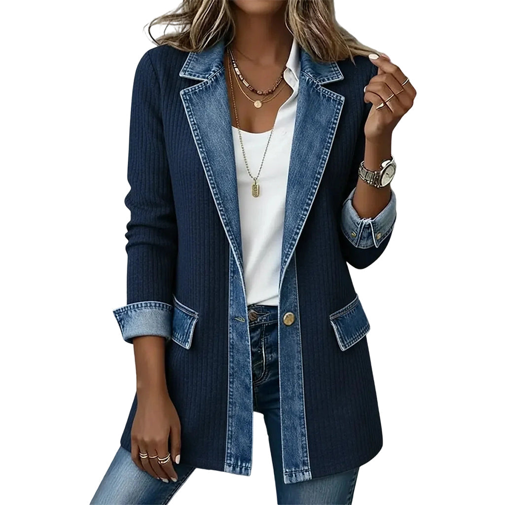 Carlotta™ | Cardigan in maglia con inserti denim