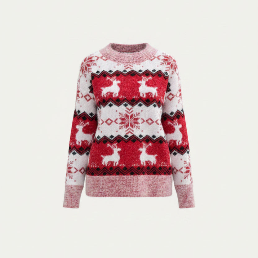 Maglione da donna con renne e motivo Fair Isle – Calda maglia natalizia per l’abbigliamento invernale