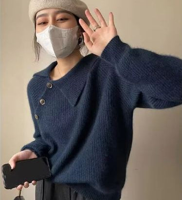 Maglione Vintage da Donna in Maglia per Autunno e Inverno Caldo e alla Moda per Tutti i Giorni