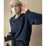 Maglione Vintage da Donna in Maglia per Autunno e Inverno Caldo e alla Moda per Tutti i Giorni