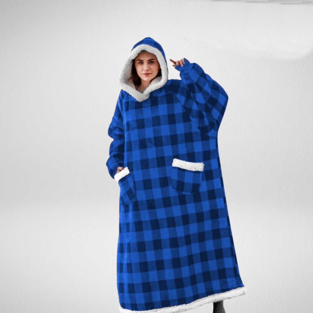 Coperta felpata con cappuccio oversize da donna – avvolgente e morbida per stare in casa d’inverno