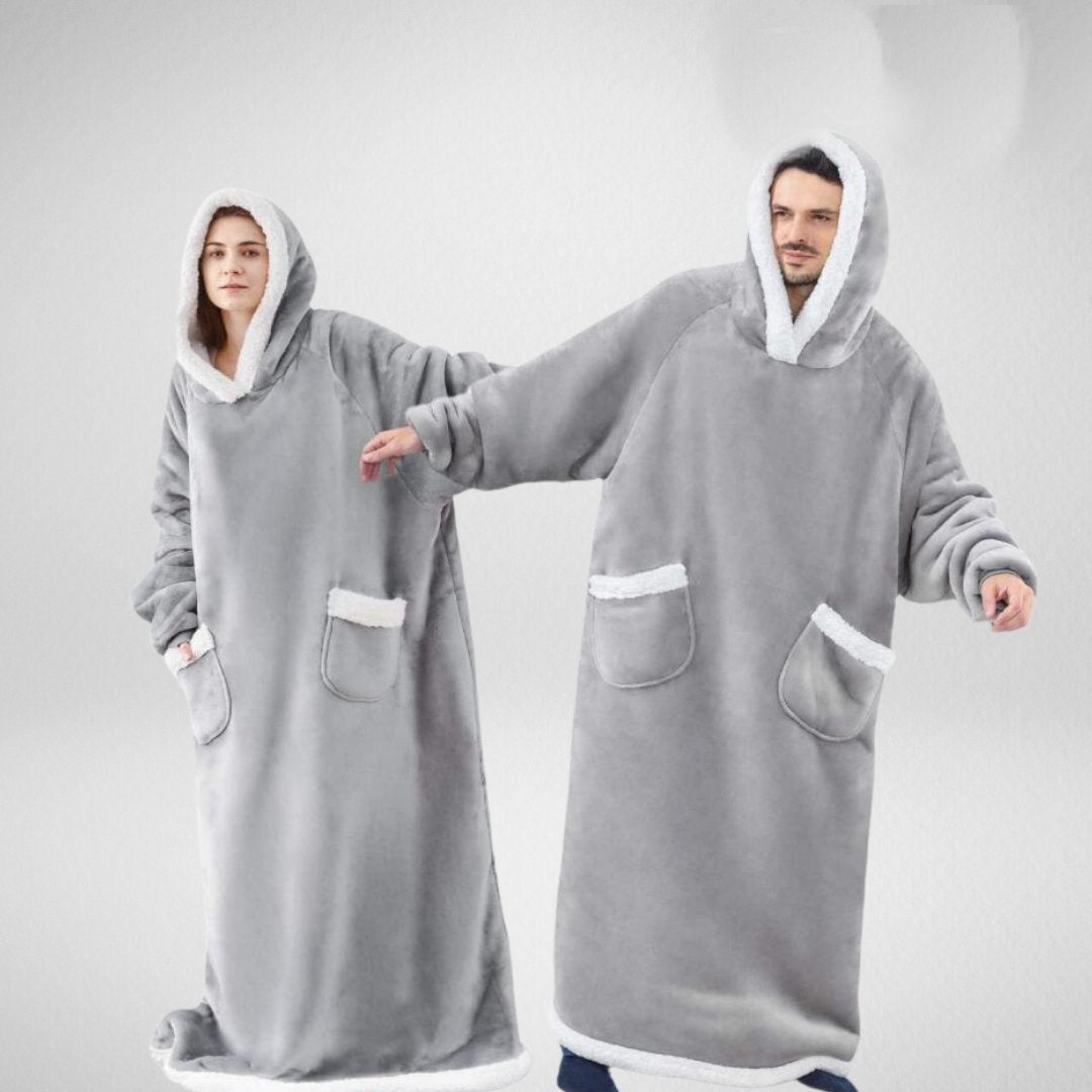 Coperta felpata con cappuccio oversize da donna – avvolgente e morbida per stare in casa d’inverno