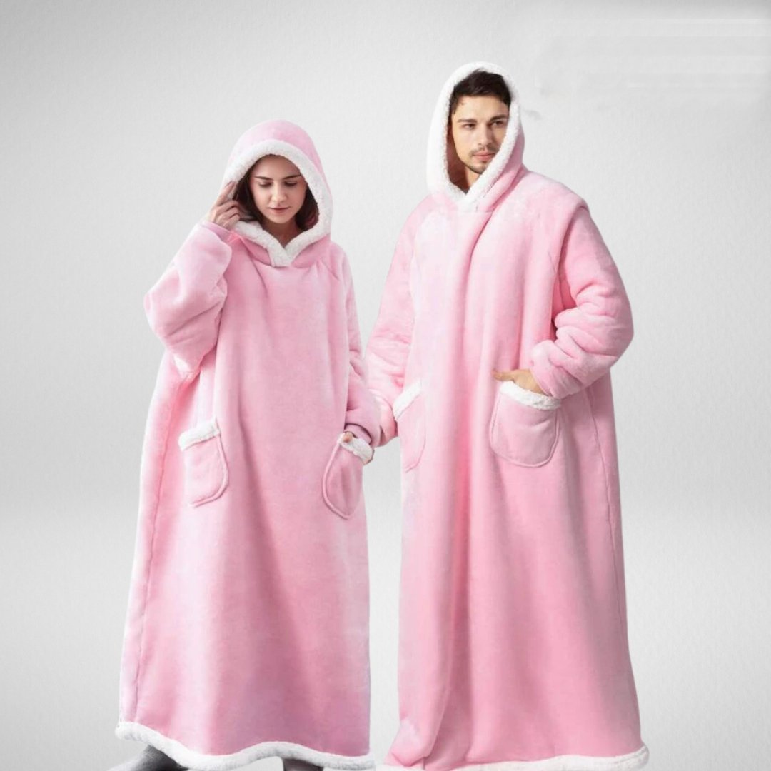 Coperta felpata con cappuccio oversize da donna – avvolgente e morbida per stare in casa d’inverno