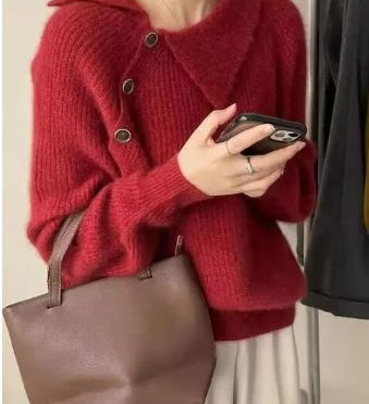 Maglione Vintage da Donna in Maglia per Autunno e Inverno Caldo e alla Moda per Tutti i Giorni