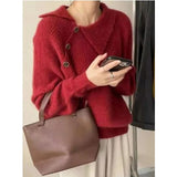 Maglione Vintage da Donna in Maglia per Autunno e Inverno Caldo e alla Moda per Tutti i Giorni
