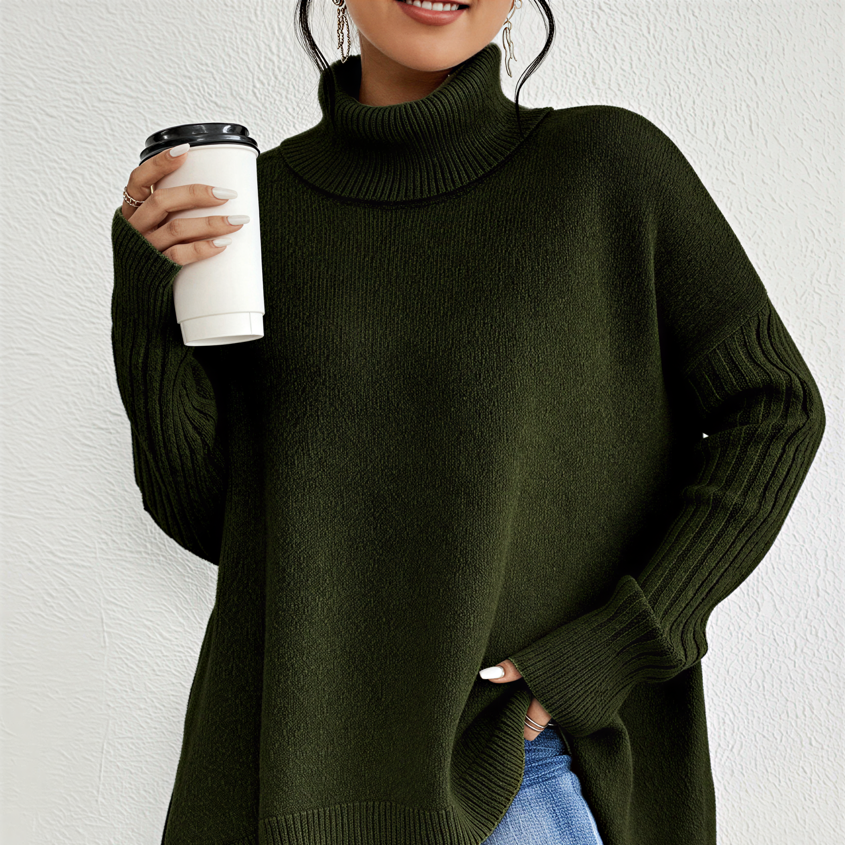 Donna - Maglia a collo alto - Vestibilità oversize