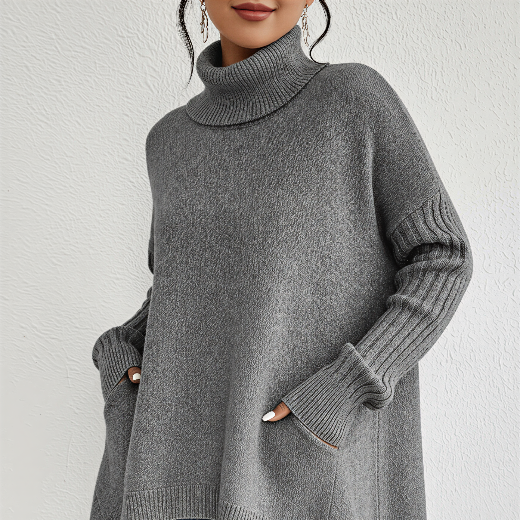 Donna - Maglia a collo alto - Vestibilità oversize