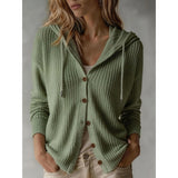 Cardigan donna con cappuccio e bottoni - Morbido e pratico