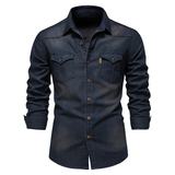 Camicia in denim di cotone da uomo