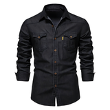 Camicia in denim di cotone da uomo