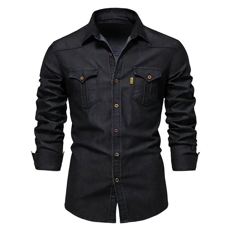 Camicia in denim di cotone da uomo
