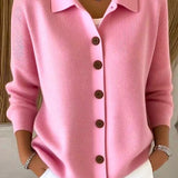 Cardigan da donna con bottoni in maglia e collo morbido