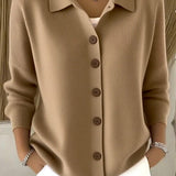 Cardigan da donna con bottoni in maglia e collo morbido