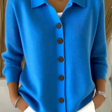 Cardigan da donna con bottoni in maglia e collo morbido