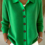 Cardigan da donna con bottoni in maglia e collo morbido