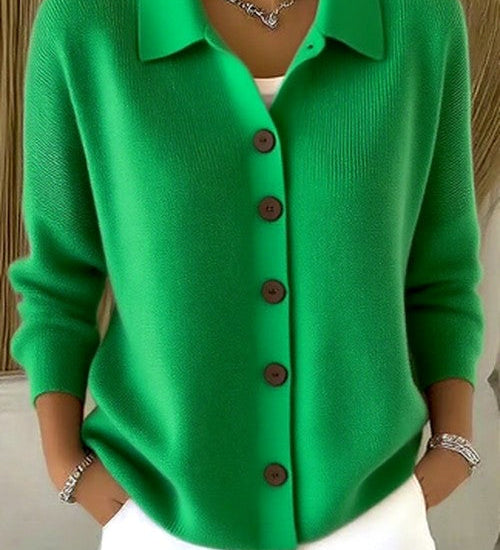 Cardigan da donna con bottoni in maglia e collo morbido