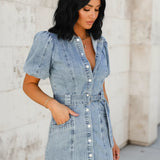 Abito Camicia in Denim Donna – Stile Casual con Vita Cinturata