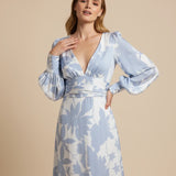 Abito Maxi Floreale Donna – Elegante Scollo a V con Maniche Bishop