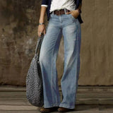 Jeans donna a gamba larga vita alta | Vestibilità comoda e taglio senza tempo