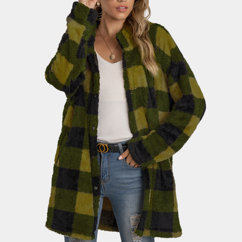 Donna - Cappotto elegante a quadri - Stile invernale