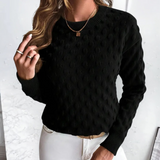 Maglione da donna in cashmere lavorato a trecce con scollo rotondo
