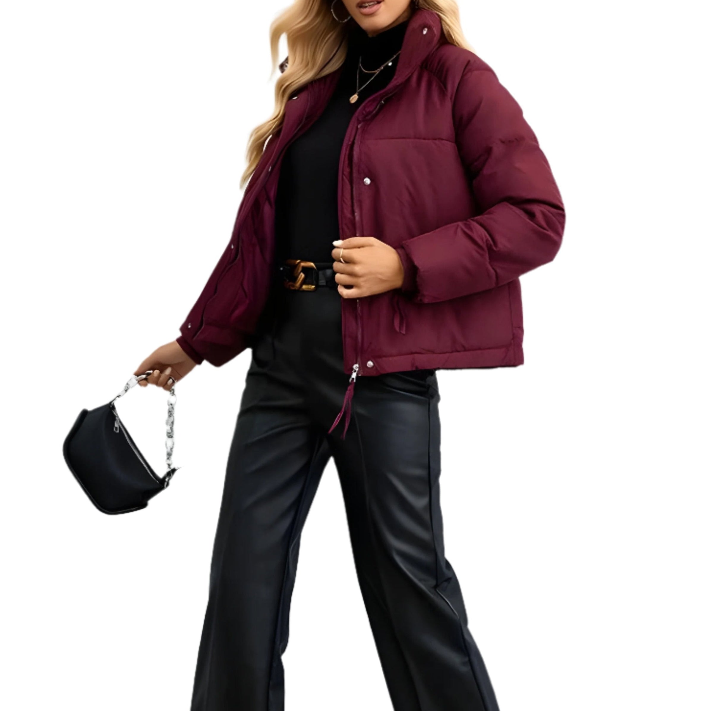 Donna - Giacca Puffer - Calda zip a collo alto