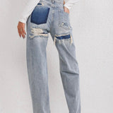 Pantaloni Slim Fit Donna – Look Vintage con Strappi, Adatti per Uso Casual e Quotidiano